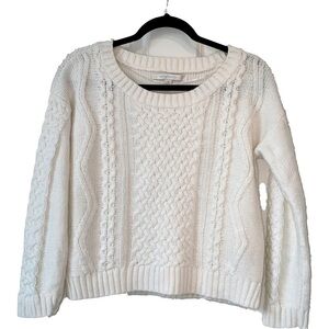 LAUREN CONRAD White Cable Knit Sweater Sz MEDIUM